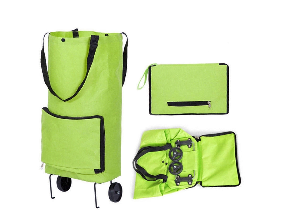 Carrinho de Compras Shengxiny com Rodas 28x18x47cm, Dobrável 2 em 1, Verde GOKOCO