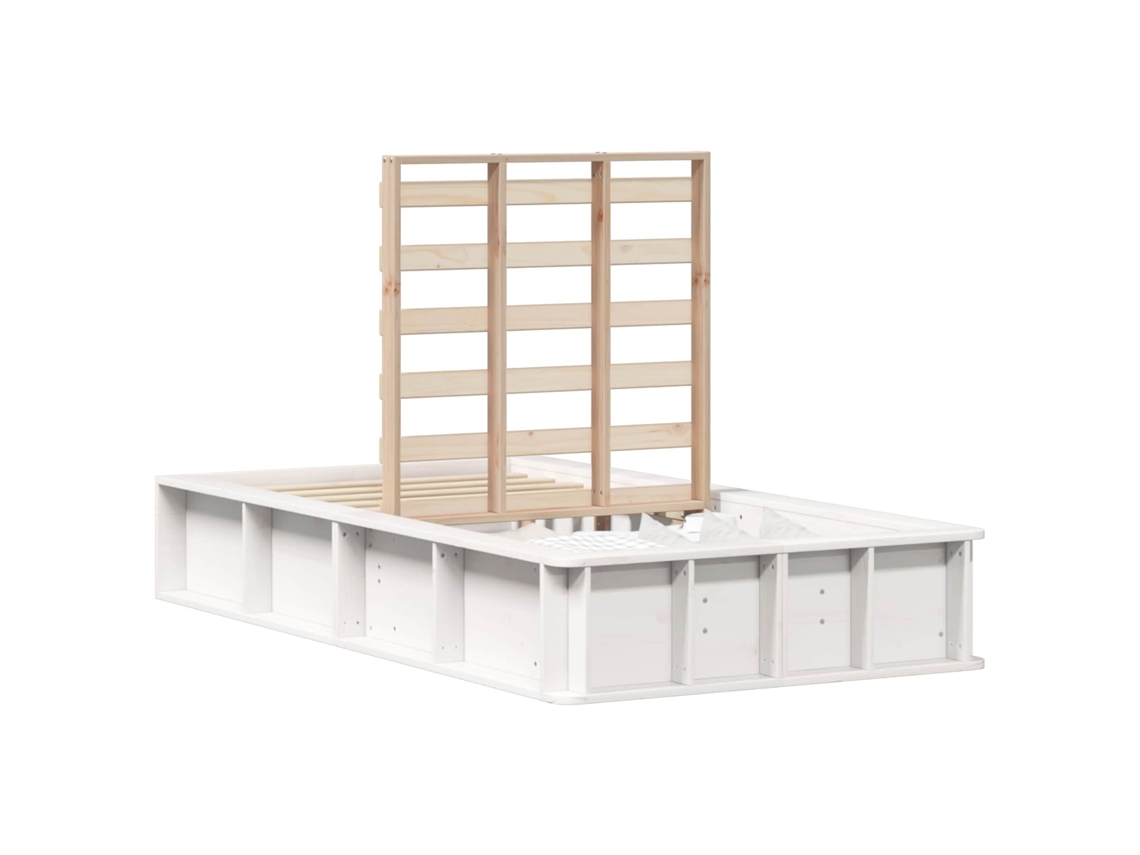 Conjunto de 2 Estruturas da Cama Branco 90x190 cm Madeira de Pinheiro Sólida MAISON EXCLUSIVE