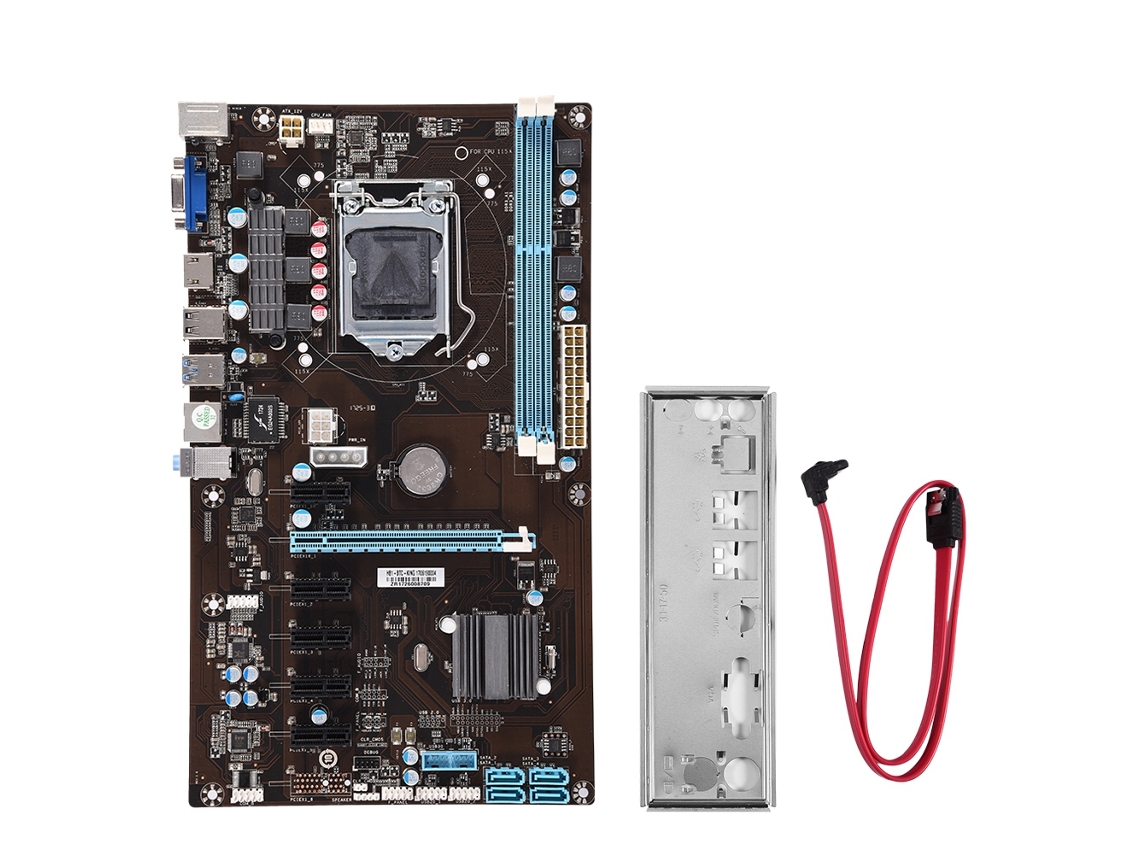 Placa Mãe De Mineração Para 6 Gpu H81 Com Cartão De Extensão Pci E Para Btc Eth Luz Dourada