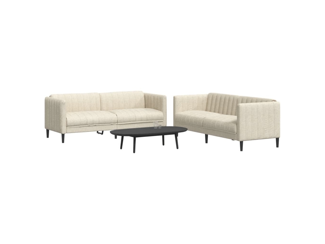 Vidaxl 2 Pcs Conjunto De Sofás Tecido Cor Creme
