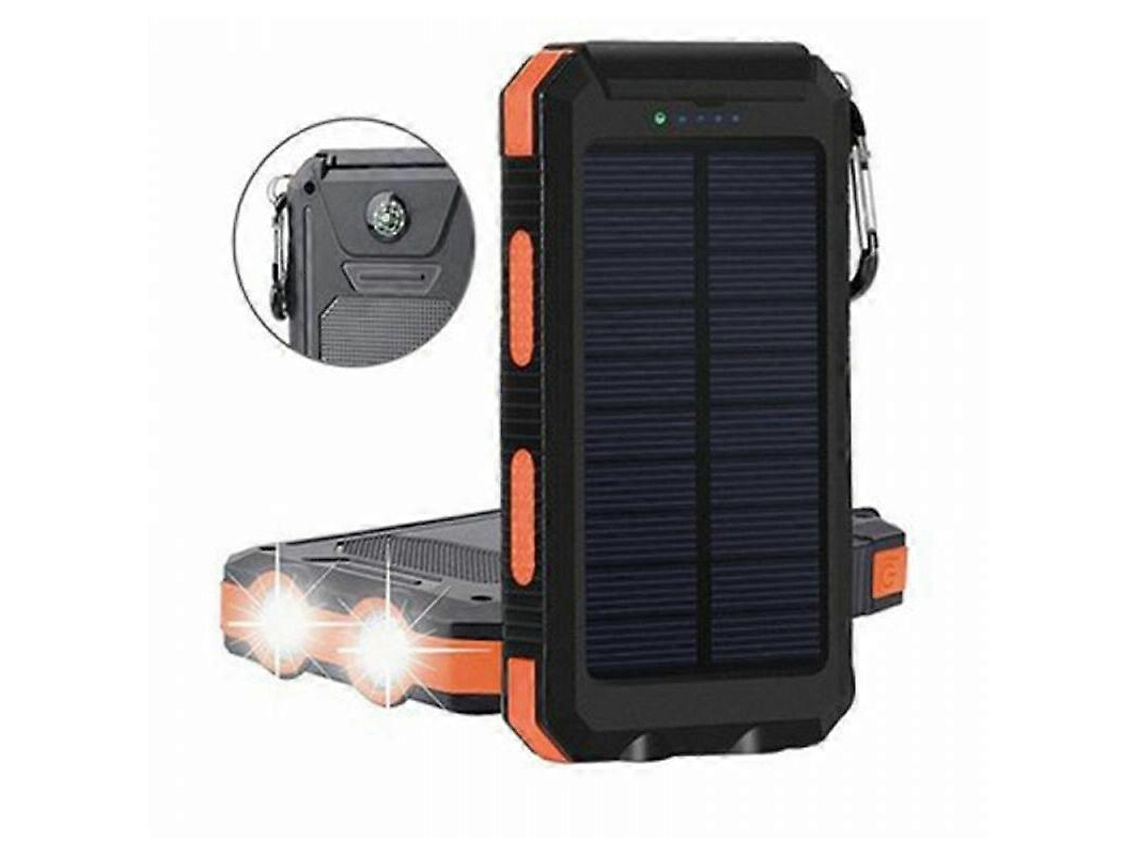 Banco De Energia Solar De 20000 Mah, Banco De Energia Portátil À Prova Dágua Com Faróis Duplos E Bordas Pretas Azuis Olysi Shop