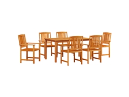 Conjunto 7 Conjunto De Jantar Para Jardim Vidaxl Castanho Madeira De Acácia Maciça (150 X 90 X 74 Cm)