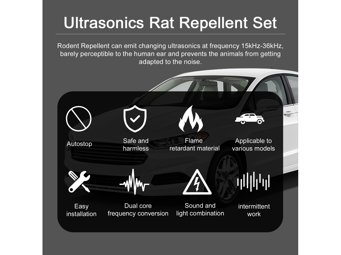 Repelente Ultrassônico de Roedores 15-36khz com Luz | S/MARCA