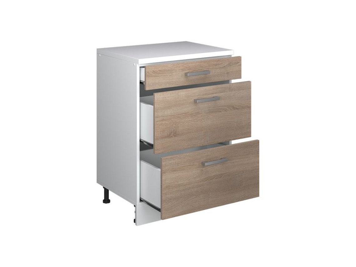Cómoda com 3 Gavetas Sonoma/branco 60 X 46 Cm VICCO