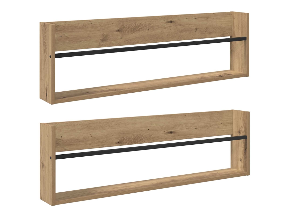 Conjunto de Estantes de Revistas 2 Pcs Carvalho Artesanal 100x12x30 cm MAISON EXCLUSIVE