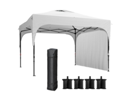 Gazebo jardim, altura ajustável, mosquiteiro, poliéster, metal, 357x357x310cm, cinza escuro