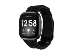 Bracelete Pulseira Fio Entrançado para Fitbit by Google Sense 2 Preto