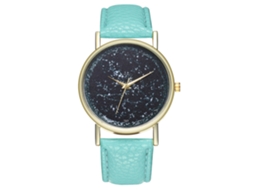 Relógio de quartzo unissex com pulseira de couro PU, contador universal, moderno (verde menta)