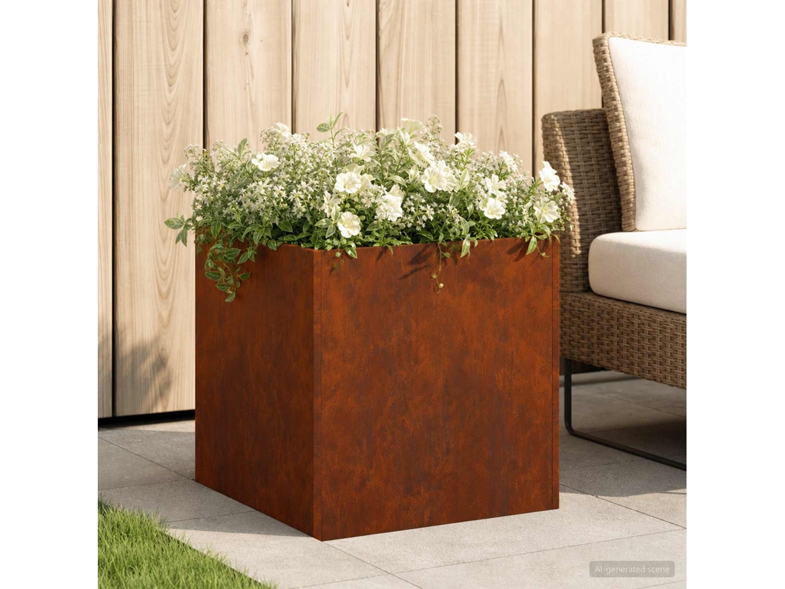 Vidaxl Vaso De Jardim Ferro Enferrujado 45 X 45 X 45 Cm Aço Corten