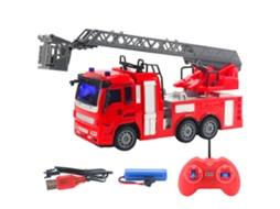 Caminhão de bombeiros com controle remoto ATS, luzes de LED e modelo de carro de engenharia, presente para crianças.