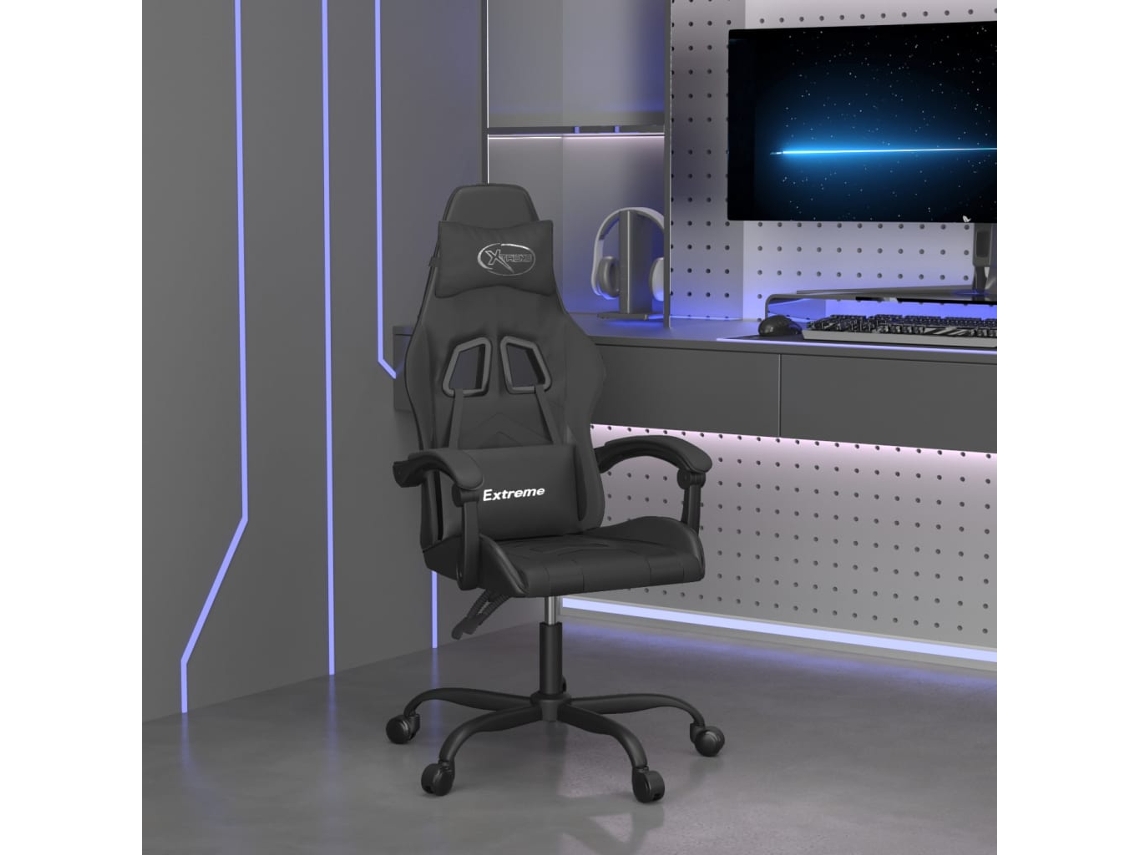 Vidaxl Cadeira Gaming Giratória Couro Artificial Preto