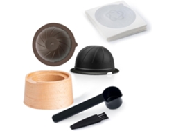 Conjunto De Cápsulas De Café Recarregáveis Com Tampas Autoadesivas De Alumínio, Suporte, Colher E Escova