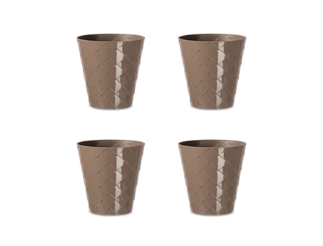 Palmeira Conjunto de 4 Vasos Decorativos Redondos de 11 cm com Textura. cinza ARECA