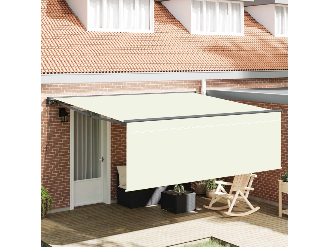 Vidaxl Toldo Retrátil Creme 400 × 300 Cm Poliéster E Alumínio