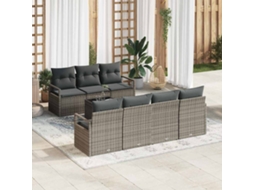 Vidaxl Conjunto De Sofá De Jardim 8 Unid. 7-número De Lugares Cinzeto