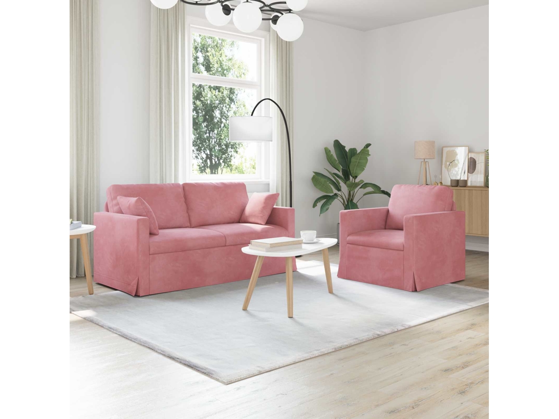 Vidaxl Conjunto De Sofás 2 Pcs Rosa 158 X 78 X 80 Cm Veludo