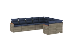 Conjunto de Sofá de Jardim, 9 Peças, Almofadas, Rattan Cinza MAISON EXCLUSIVE