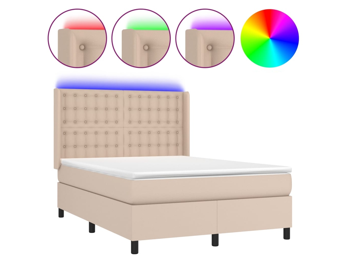 Box Spring Bed, Box Spring Beds Vidaxl Marrom Couro Artificial (140 X 190 Cm)