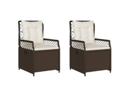 Cadeiras de Jardim Reclináveis 2 Pcs Vime Pe Castanho MAISON EXCLUSIVE