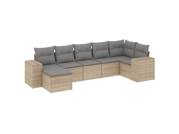 Conjunto de 7 Sofás para Jardim com Almofadões Vime Pe Bege MAISON EXCLUSIVE (7 pcs)