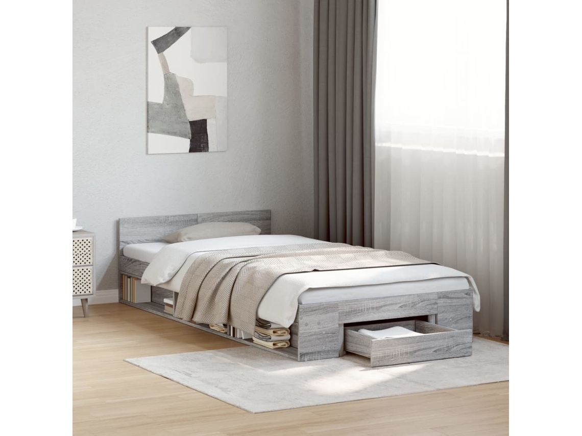 Vidaxl Estrutura De Cama C/ Gaveta 90x190 Cm Derivados De Madeira