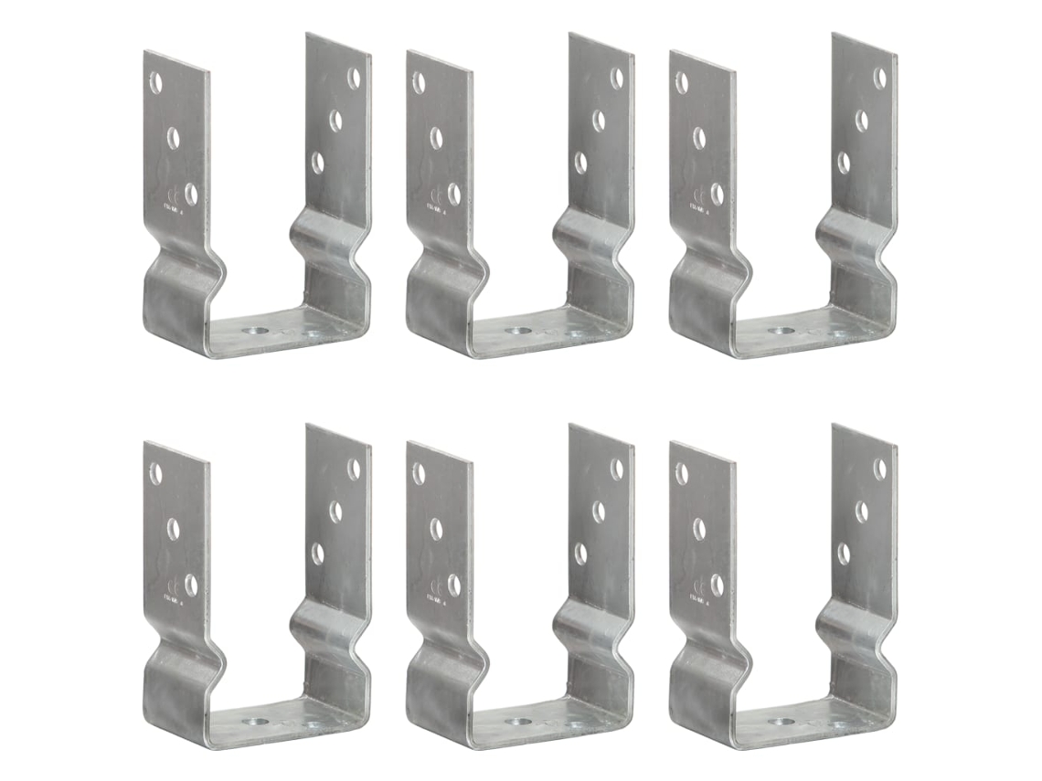Vidaxl Âncoras De Vedação 6 Pcs 9x6x15 Cm Aço Galvanizado Prateado