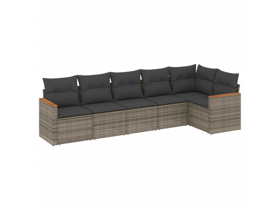 Conjunto de 6 Sofás de Jardim com Almofadões Vime Cinzento MAISON EXCLUSIVE (80x200 cm)