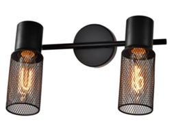 Nettlife Luz De Teto 2 Pontos Industriais De Metal Preto Ajustáveis 330 ° E27 Led Para Corredor Sala De Estar Quarto Porta Da Frente Sem Lâmpada