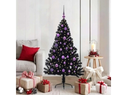 Vidaxl Árvore De Natal Artificial Pré-iluminada Preto 150 Cm Pvc