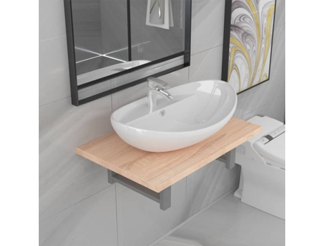 Conjunto de Casa de Banho  Castanho e Branco largo (Cerâmica - 60x40x16.3cm)