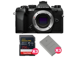 Om 5 Mark Ii Preto + 3 Sandisk 256gb Extreme Pro Uhs ii Sdxc + 3 Om System Bls 50 + Ebook “20 Dicas para Fotos Que Impressionam” OM SYSTEM