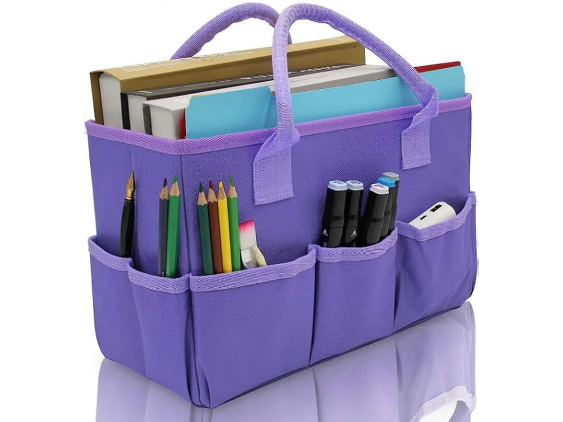 Organizador De Mesa Para Arquivos, Armazenamento, Bolsa Guardar Materiais Arte E Artesanato, Dobrável Jardim, Roxa Aquaforge