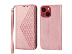 Capa Textura Gémeo Para Iphone 14 Pele Sintética Anti-riscos Magnética Rosa