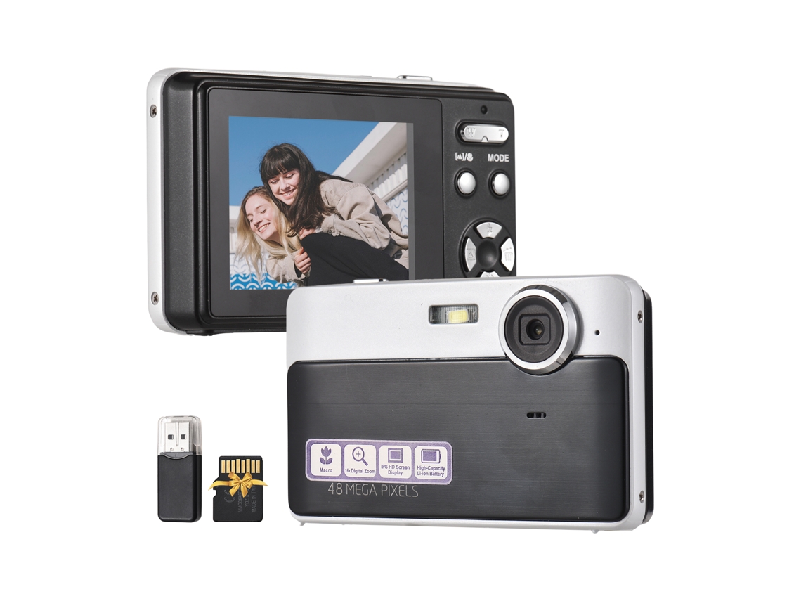 Câmara Digital 1080p 48mp Para Adolescentes Estudantes, Tela De 2,4", Zoom 16x, Bateria Integrada Com Cartão 32gb E Leitor Usb