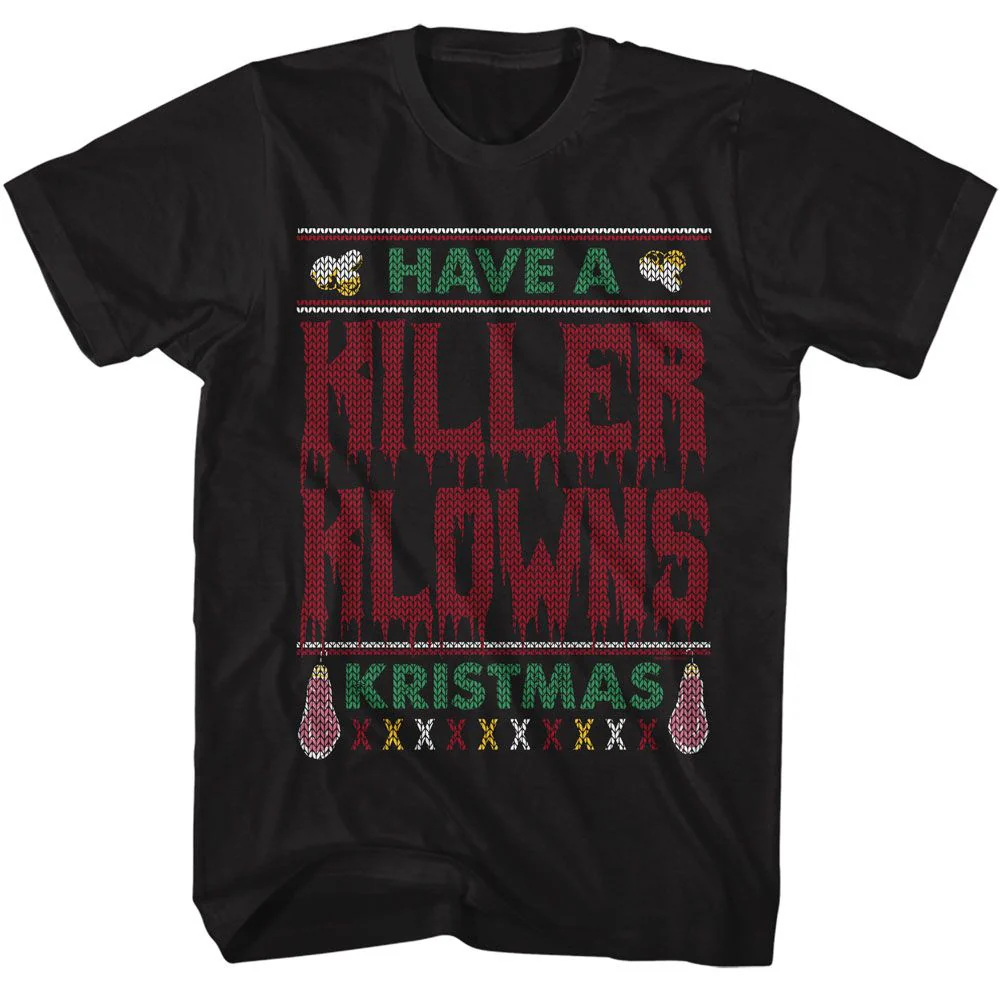 Unisex Adult T-shirt Rockinstone Killer Klowns Ugly Sweater Black Sizexl