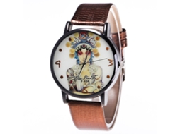 Reloj De Cuarzo Unisex Con Correa De Cuero Pu, Dial Redondo Y Diseño Personalizado (café)