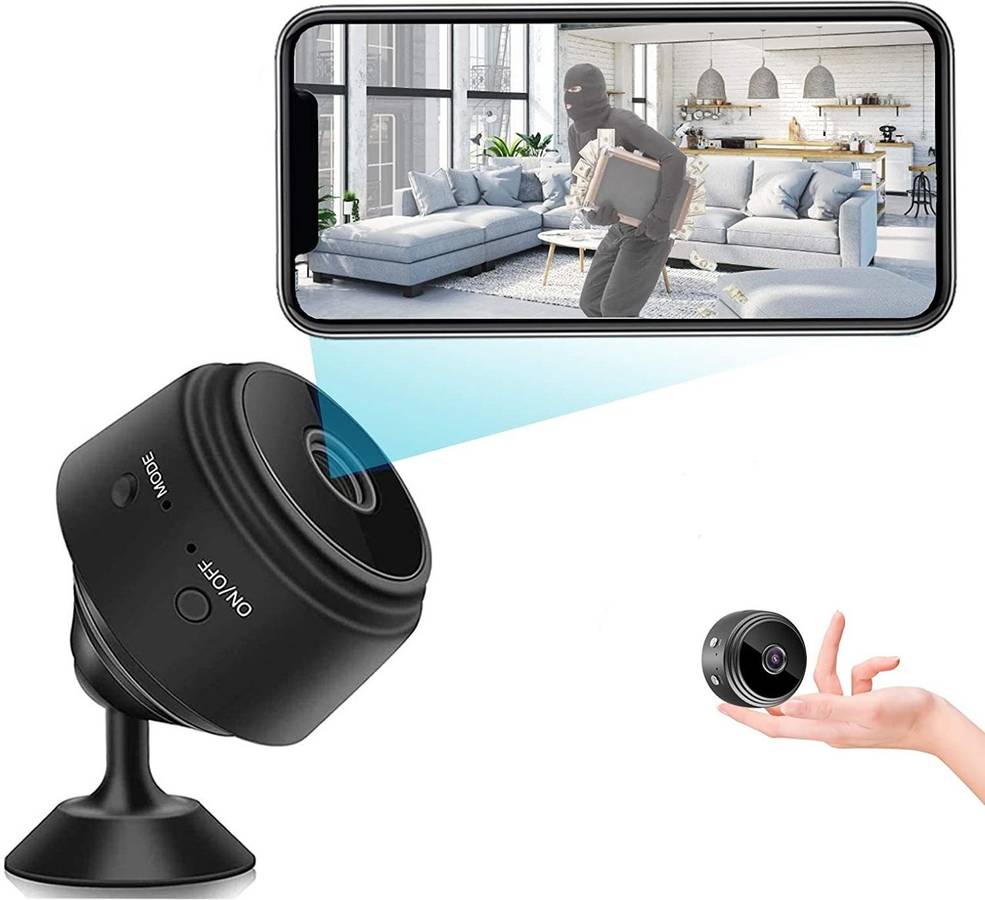 Câmera escondida do espião Mini 1080P sem fio WiFi câmera com áudio e vídeo  ao vivo Câmera de vigilância de segurança doméstica com detecção de