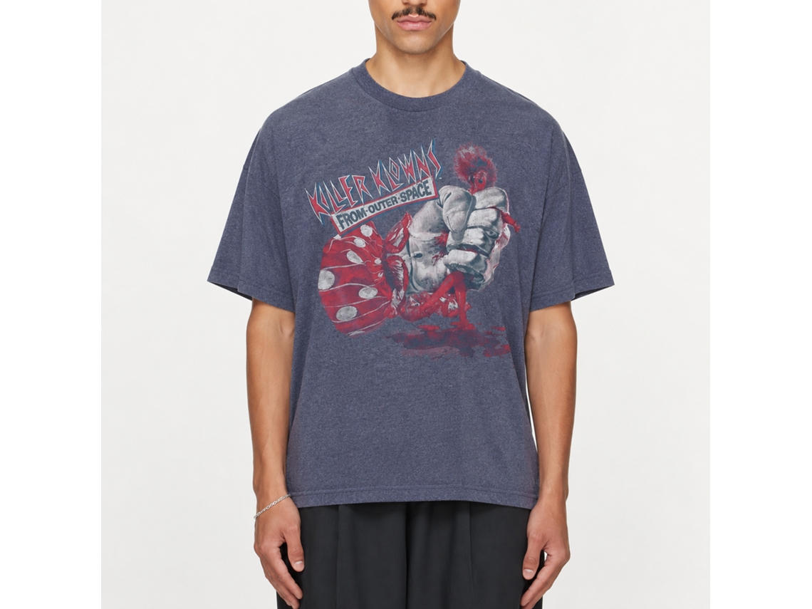 Rockinstone Killer Klowns Sqeeze Heather Vintage Blue Adult T-shirt Size:l