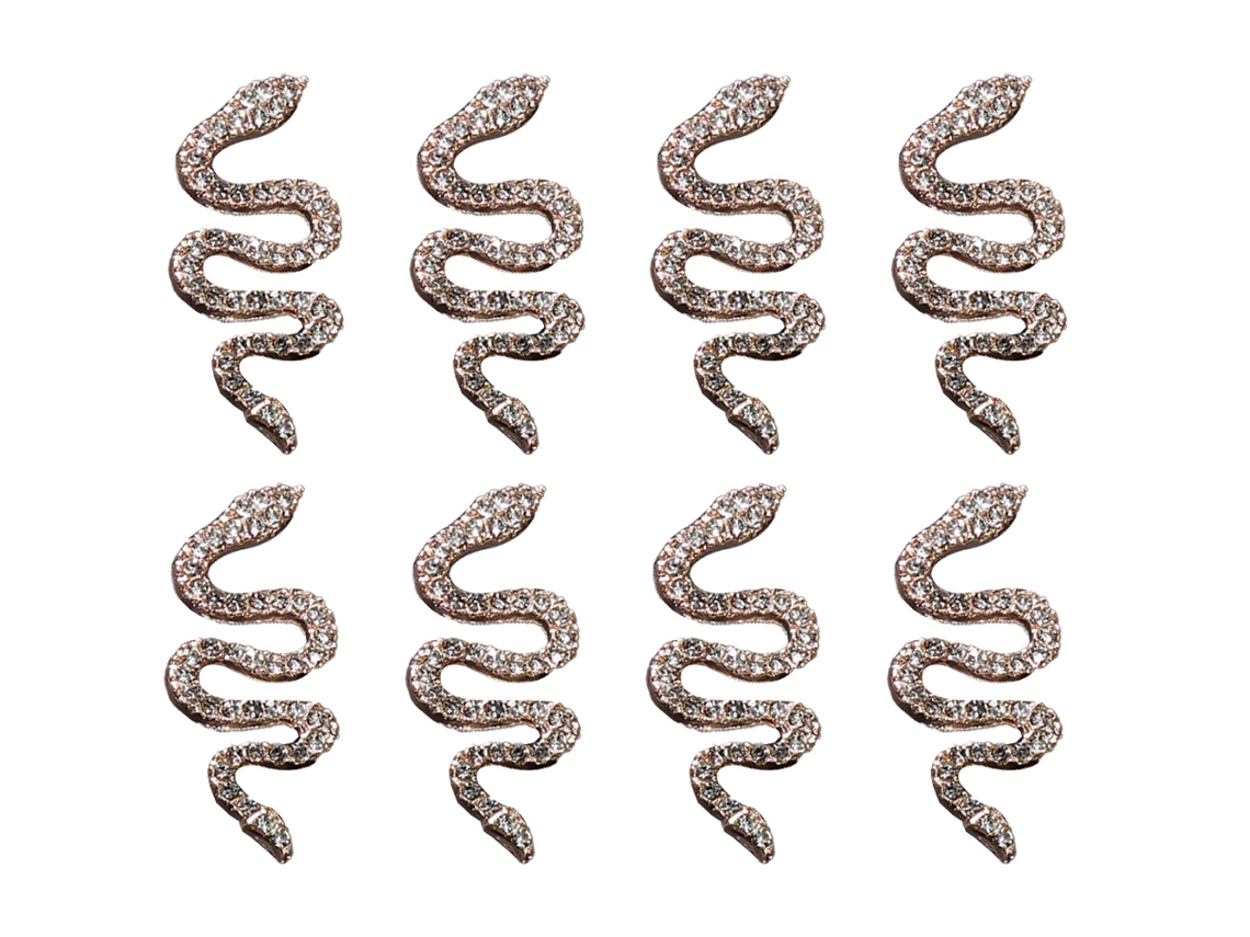 15pcs Snake Nail Charms Alloy Gold Silver Snake Nail Rhinestones for  Acrylic Nails 3D Rose Gold