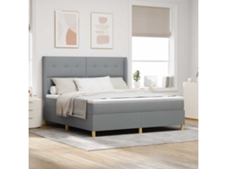 Vidaxl Cama Box Com Fitas Led Cinzento-claro 180 X 200 Cm Tecido