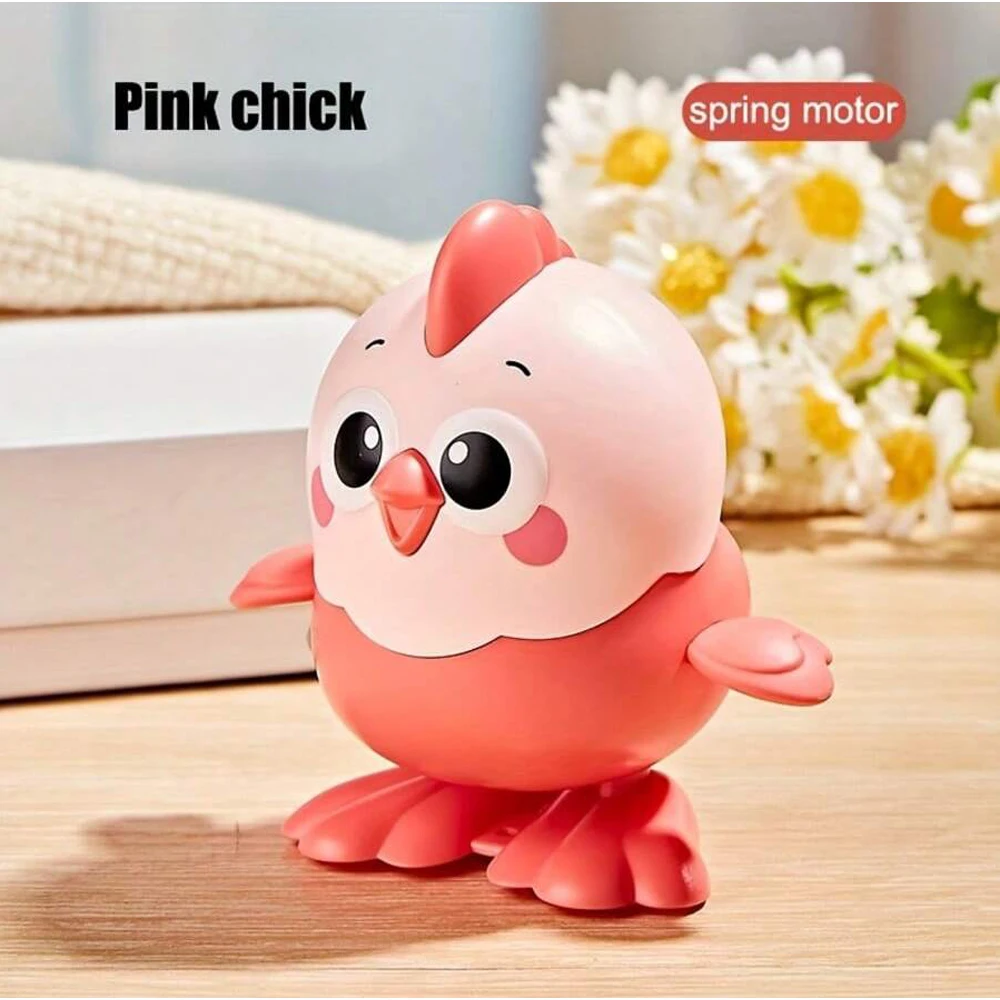 (rosa) Brinquedo De Galinha Saltitante De Desenho Animado Com Mecanismo De Corda, Brinquedo Interativo Para Engatinhar