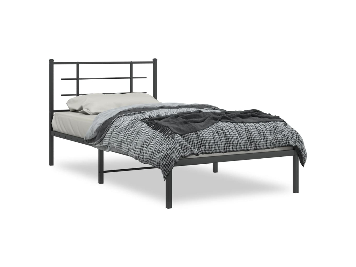 Estrutura de Cama com Cabeceira Metal Preto MAISON EXCLUSIVE 107x203 cm