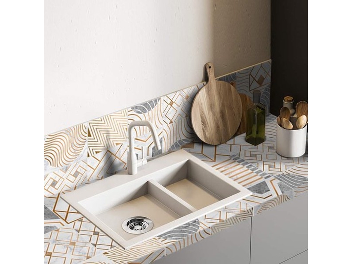 Tegelstickers 10 Unidades - Adesivo Autoadherente - Geométrico Metálico - Decoração Para Cozinha/quarto De Banho - 15x15 Cm - Fácil De Colocar - Adesi