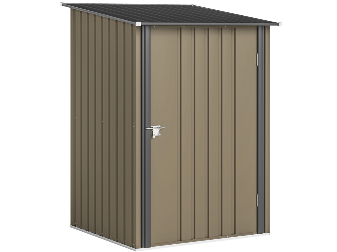 Casa de Jardim em Aço Galvanizado com porta 100x104x160cm marrom e cinza escuro BTFORUS