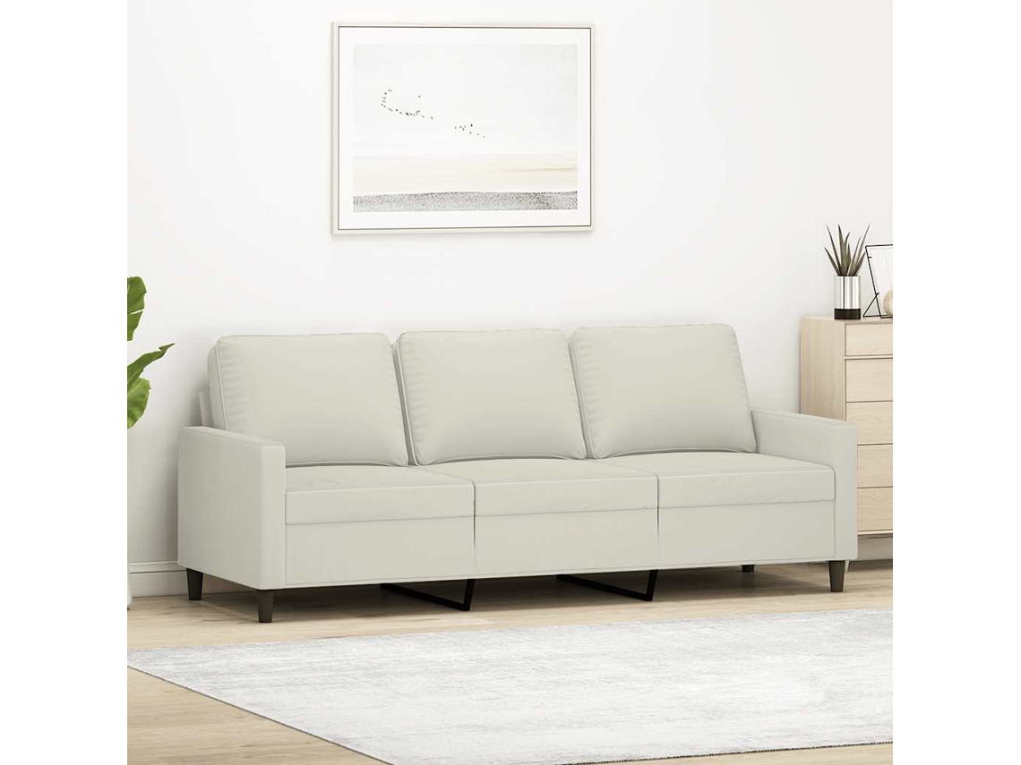 Vidaxl Sofá De 3 Lugares 180 Cm Veludo Cor Creme