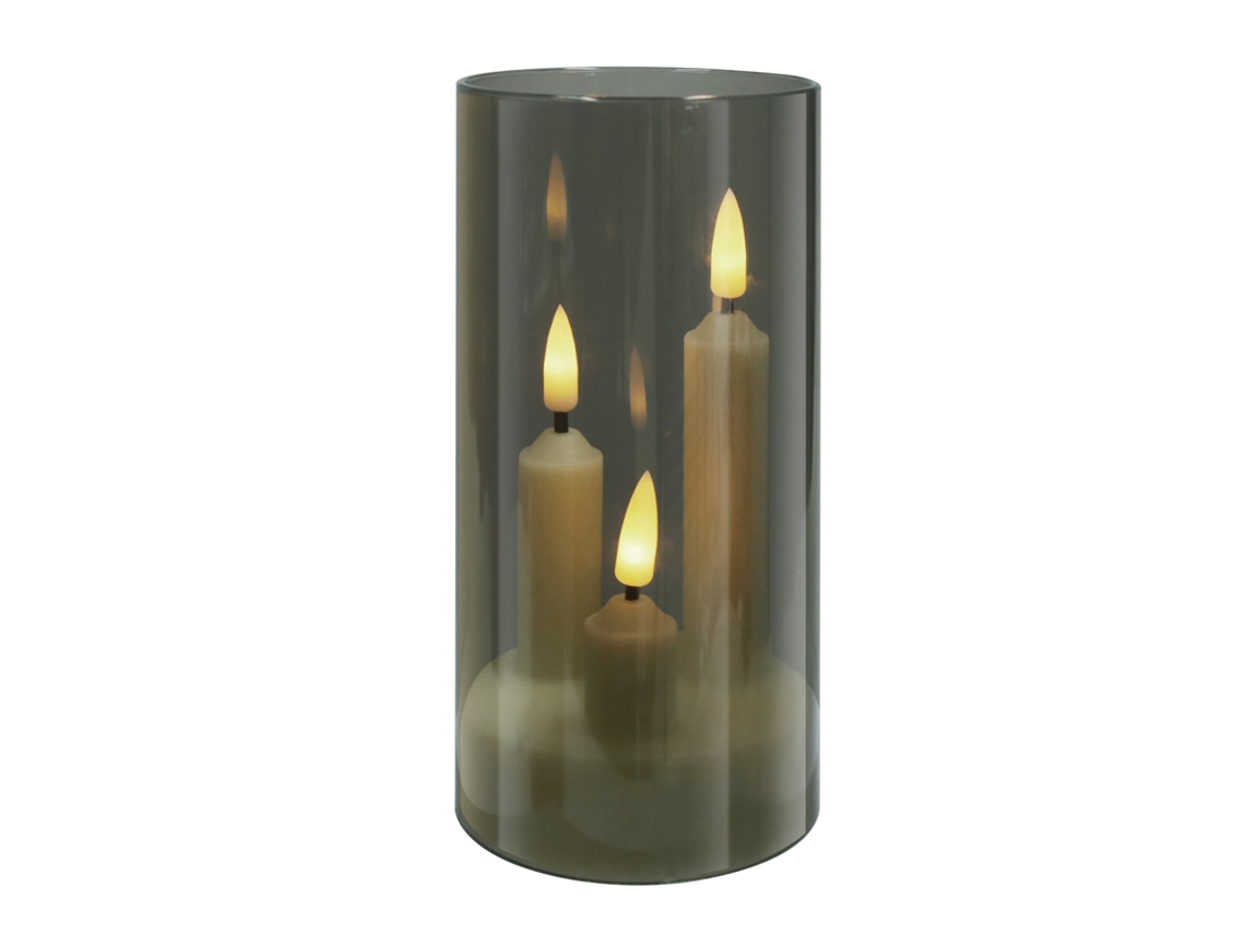 (1 Cinza) Vela Led 3 Em 1 Com Efeito De Chama Tremeluzente, Luz Eletrônica, Adequada Para Decoração De Casa.