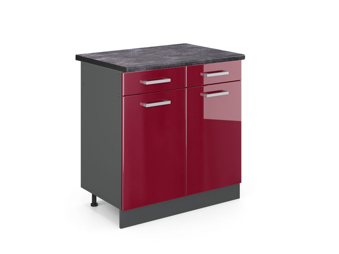 Armário de cozinha Vicco R-Line, vermelho Borgonha alto brilho, 80 cm, PA Antracite