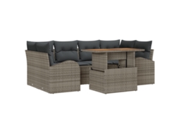 Conjunto 7 Móveis De Jardim Vidaxl Cinzento Vime Pe (100 X 55 X 73 Cm)