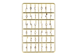 Conjunto Mali Letras Números 1/12 Diy Miniatura Porta Casinha Boneca Acessório Ouro