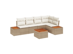 Conjunto 6 Conjunto De Sofás Para Exterior Vidaxl Bege Vime Pe (55 X 55 X 37 Cm)